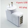 Power Supply 4 Port USB Wall Home AC Charger Adapter 